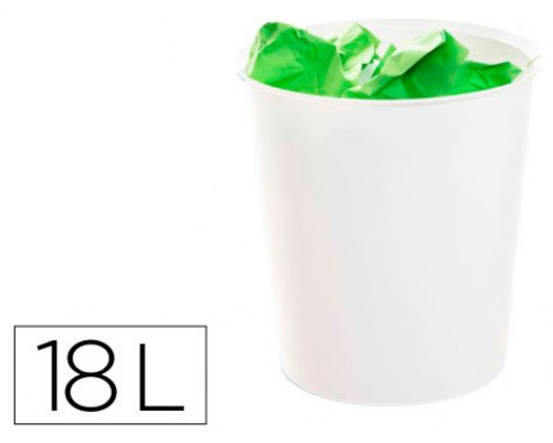 PAPELERA ECOGREEN 100% RECICLADO Y RECICLABLE BLANCO PASTEL 18 LITROS 290X310 MM ARCHIVO 2000 2001 BL PS (Espera 4 dias)